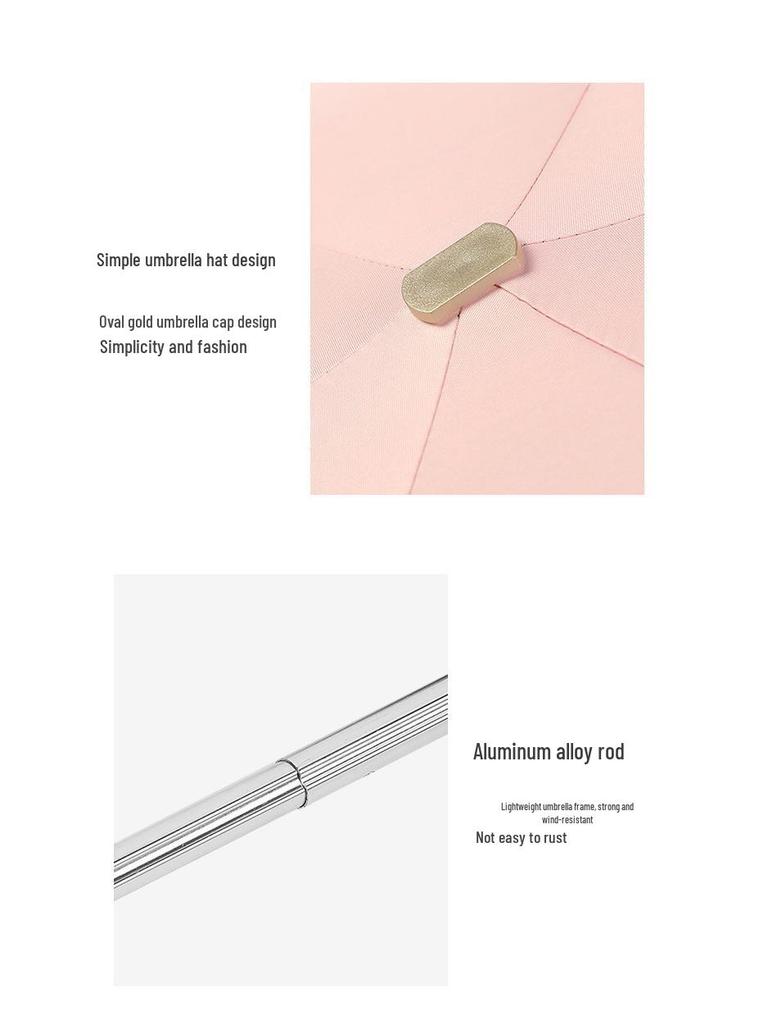 Flat Five-Fold Women's UV Protection Sunshade Umbrella: Dual-Use Mini Folding Umbrella.