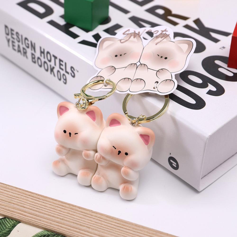 2pcs/set Magnetic Bear Keychains Cat Couple Pendants Funny Bag Charm  Car Key Accessories