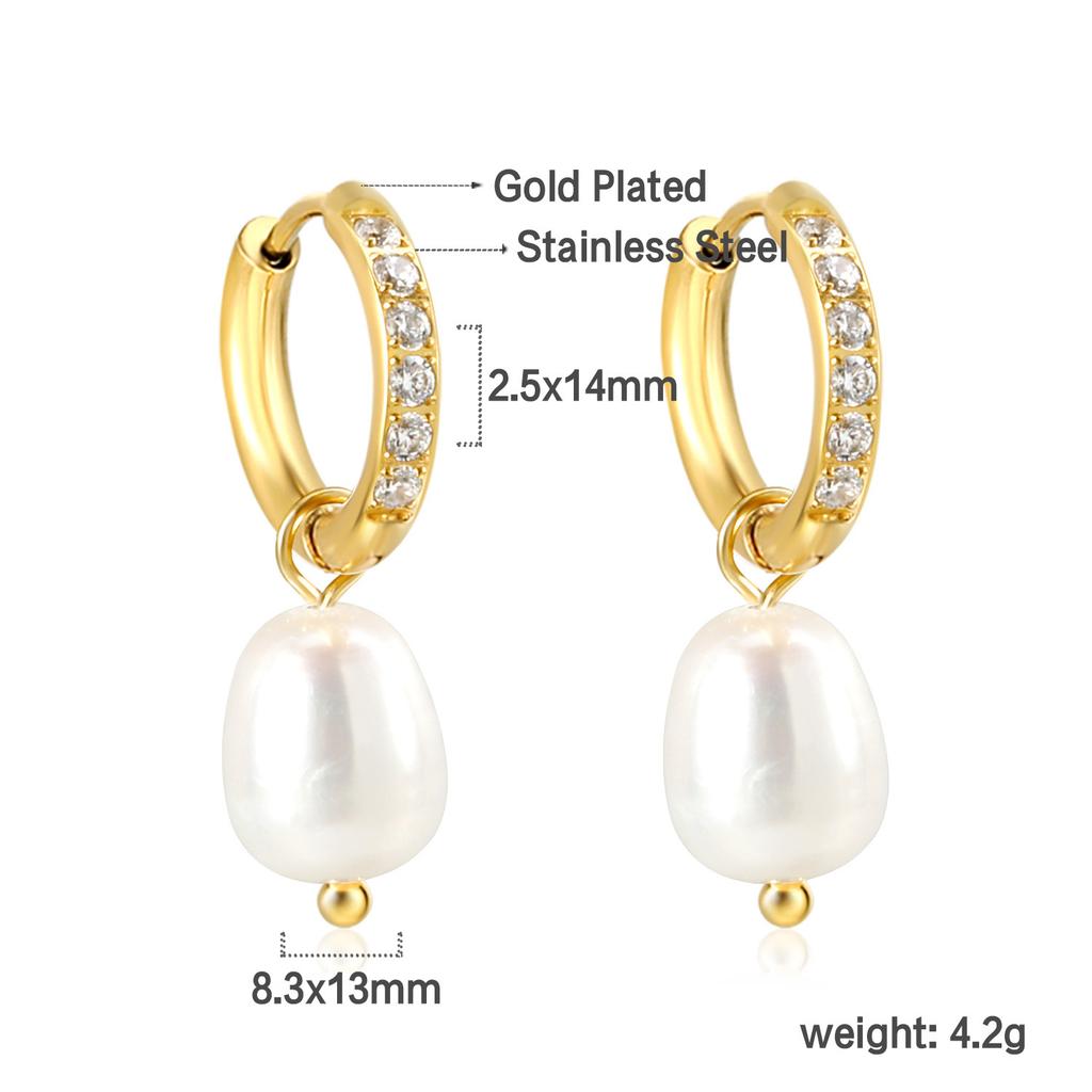 Elegant Baroque White Pearl Earrings Fashionable High-End Pearl Jewelry