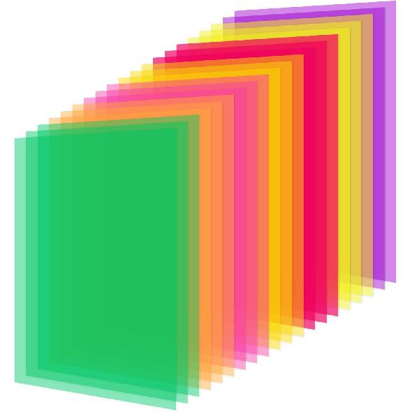 TOTiyea 14 Pieces 11IN x 8.5IN Colored Overlays for Dyslexia, Dyslexia Reading Sheets, Colored Transparency Sheets for Early Readers, School Supplies