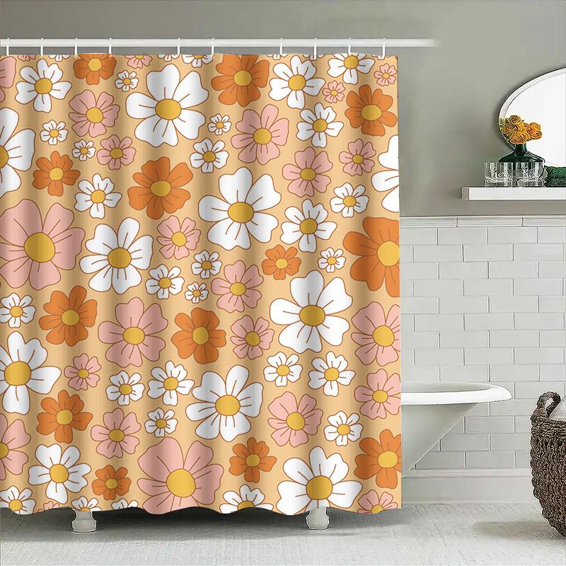 Vintage Mermaid Shower Curtain Bohemian Blue Coral Print Bathroom Decor Tiramisu Floral Design Waterproof Fabric Pink Purple Gre
