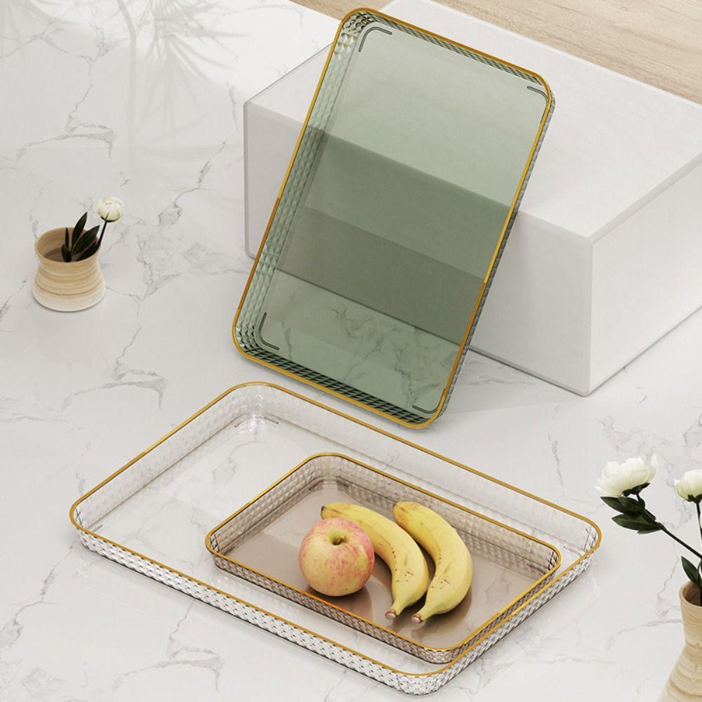 Transparent Tray Light Luxury Tray Rectangular Fruit Snack Plates Minimalist Bread Tray  Household