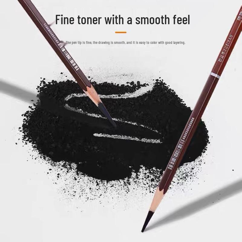 Ousidang Charcoal and Carbon Pencil Art Sketch Set - Speed Sketching with Dedicated Brushes, 14B & 16B