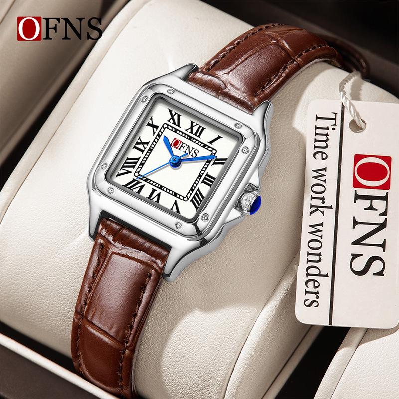 Oufanni Retro Quartz Watch: Elegant Square Dial, Waterproof, Unisex Design, Perfect for Couples.