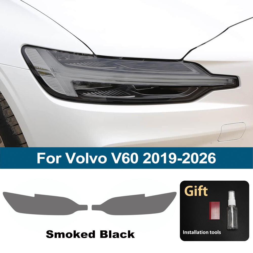 

Anti-Scratch TPU PPF Car Headlight Cover for Volvo V60 2014-2026 High Gloss Smoke Black Pre-Cut Vinyl Wrap Protection Film Kit For V60 19-26 SMK