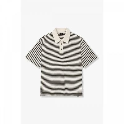 [men] STriped Collar ShorT Sleeve T shirT  91m6222333ar 