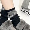 Autumn Girl Mid-calf Double-layer Spliced Socks for A Slimming and Stylish Look, Flared Flared Combed Cotton Pile Socks, Niche Striped Trendy Socks