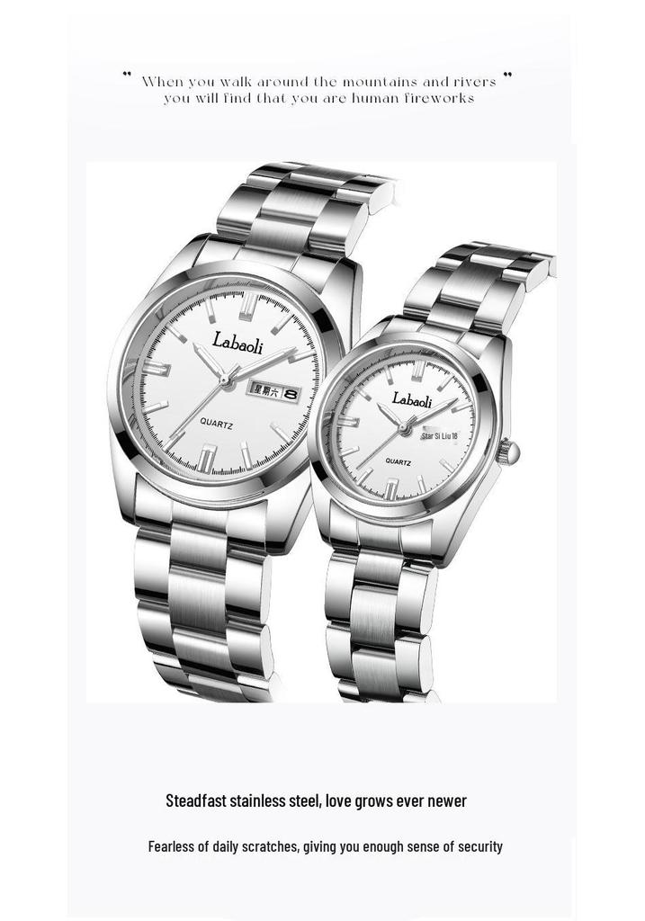 La Baoli LA421 Waterproof Quartz Steel Wristwatch for Couples
