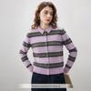 Women's Striped 100% Wool Lapel Cardigan