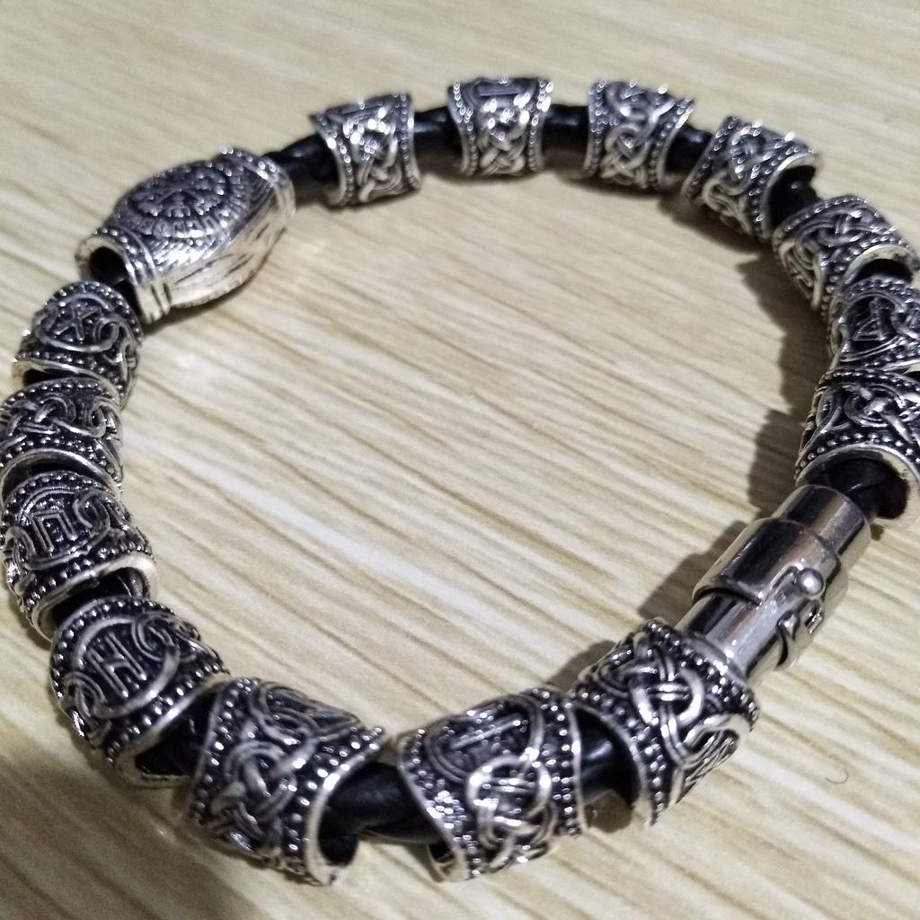Norse Runes Beads Punk Jewelry Viking Bracelet For Men Bangels Women Runas Vikingas Decoracion Accessories
