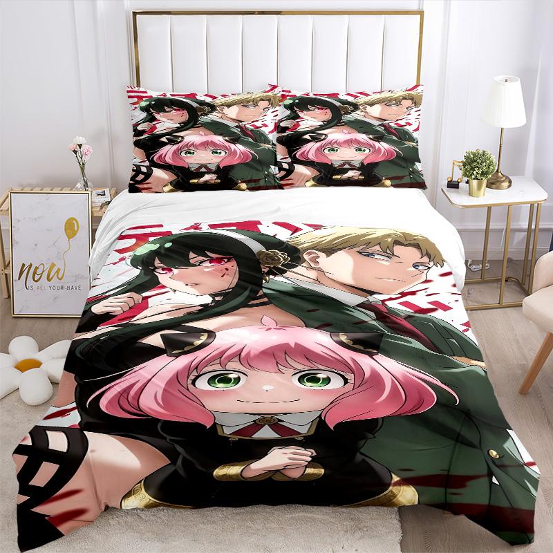 Spy X Family Teamwork Print 3Pcs Bedding Setduvet Cover With 2 Bedropillowcase Home Birthday Gift