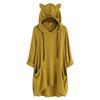Women's Fashionable Solid Color Long Sleeved Pocket Long Loose Pullover Top