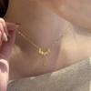 Inspiration design Glossy diamond studded crushed ice wings necklace heart-shaped tassel small golden ball collar chain