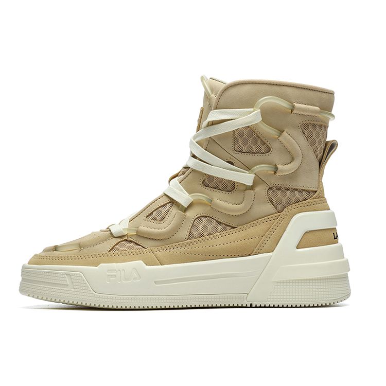 Lanvin X Fila Fabric Two-Layer Cowhide Fleece Casual Warm Wear-Resistant High-Top Sneakers Women Sneakers Wheat F12W144143FAB