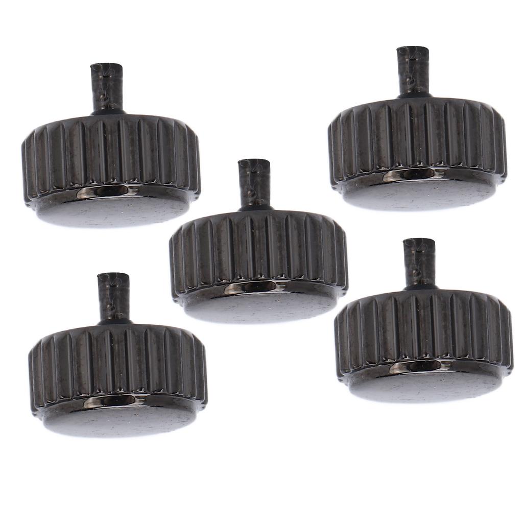 5pcs Watch Crown Spare Parts Black Steel Crown Watch Head Replacement Accessories for Quartz Mechanical Watch7mm