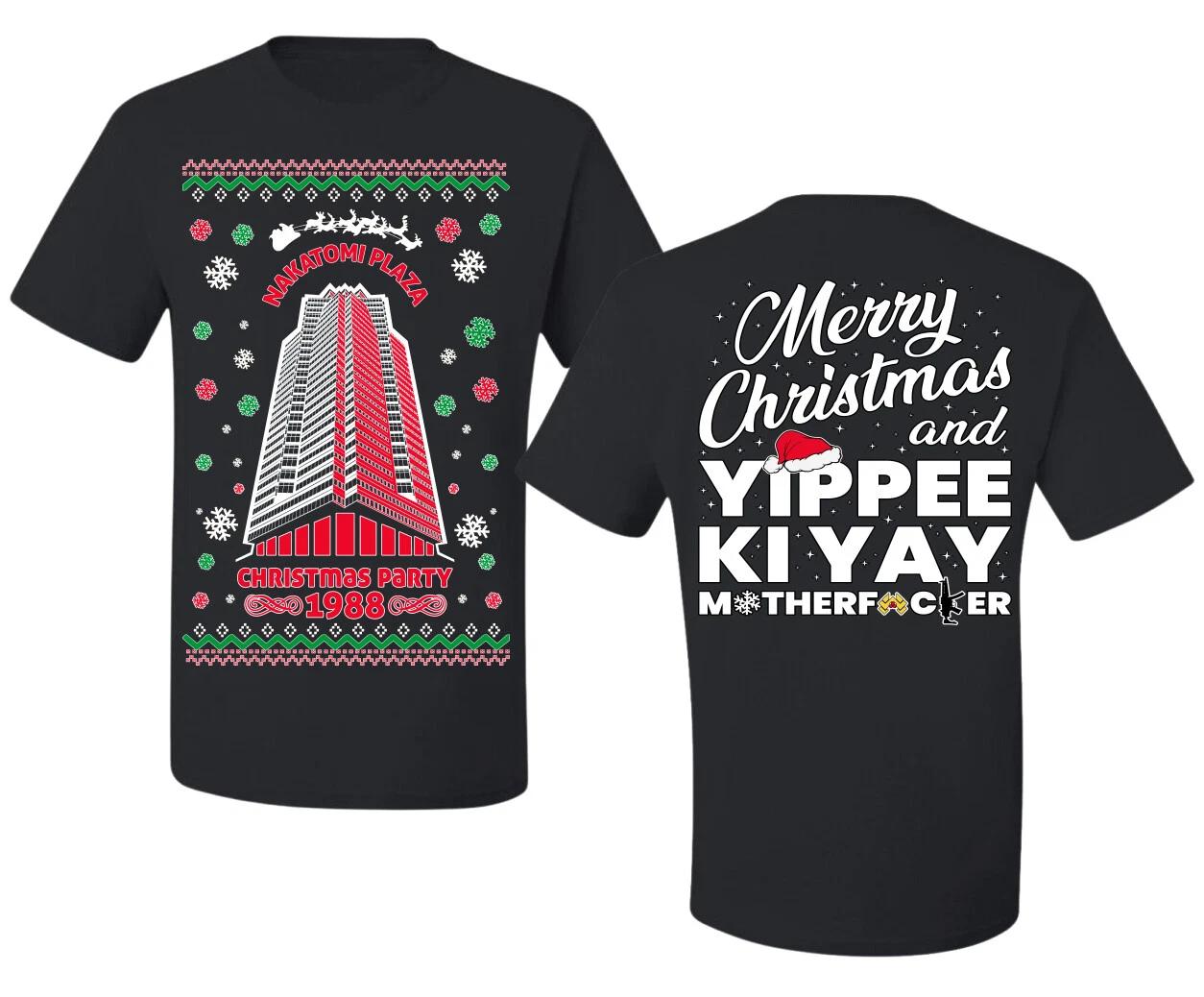 Nakatomi Plaza Happy Trails Hans Front & Back Men Graphic T- Shirt L