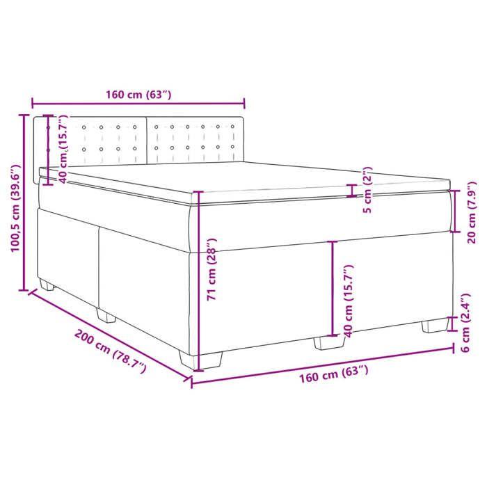 VidaXL Sommier à lattes de lit et matelas Vert foncé 160x200cm Velours 3286369
