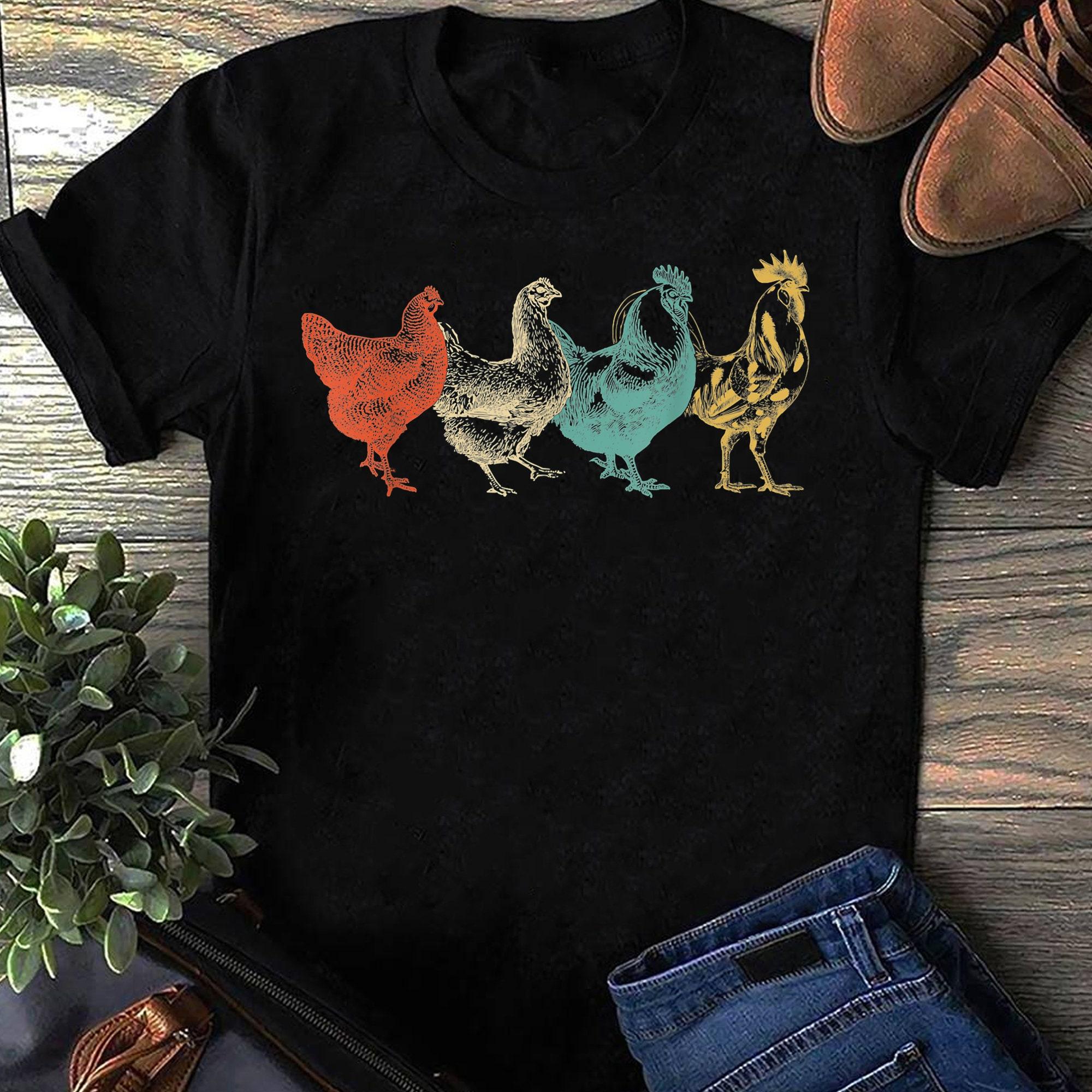 Chicken Retro Vintage Poultry Farmer Women Men Farm Lover T Shirts S чёрный