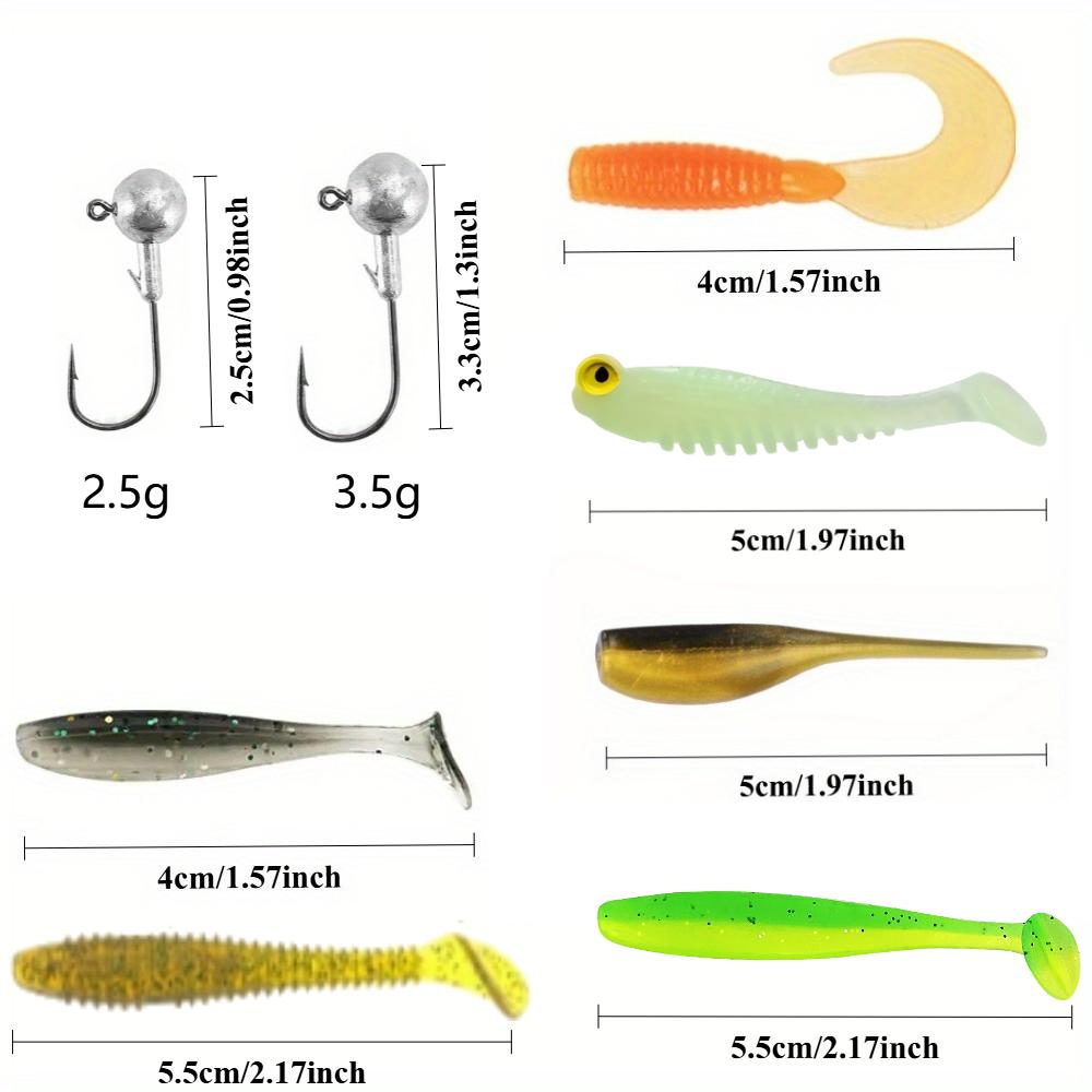55/60pcs Box Mini Fishing Bait Set Soft Worm Silicone Lure Set with Jig Head Hook  for Fishing Carp and Perch Perfect Tackle Kit