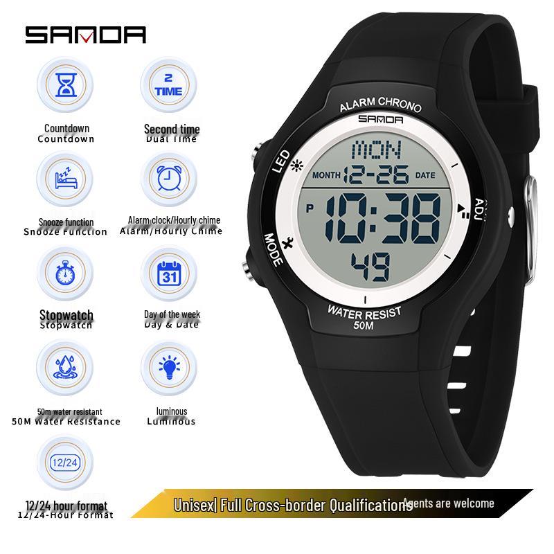 Sanda Waterproof Multifunctional Sports Watch for Teenagers and Students