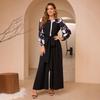 Arabic Party Bell Sleeve Digital Print Long Dress