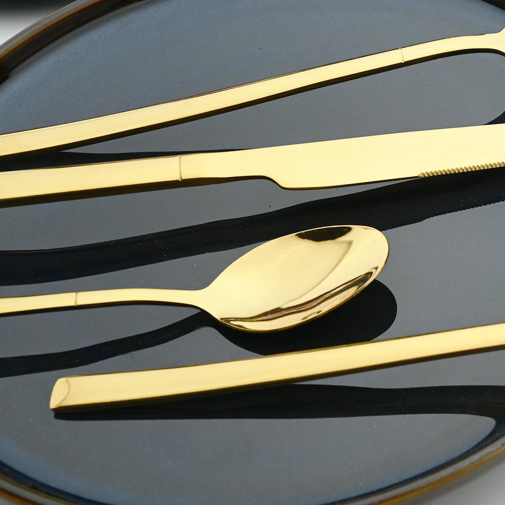 24 Pcs Black Tableware Stainless Steel Cutlery Set Forks Knives Spoons Kitchen Dinner Set Fork Spoon Knife Gold Dinnerware Set
