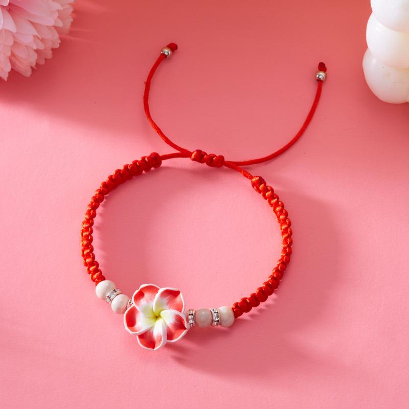 Bohemian Big Flower Charm Bracelets For Women Elegant Resort Style Soft Clay Pottery Beaded Bangles Girls Party Jewelry