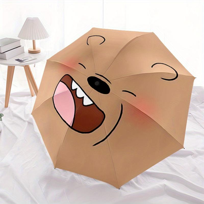 1pc We Bare Bears Automatic Open/close Folding Portable Umbrella with 8-Rib Structure for Women/Men, All-Season Use  a0901041