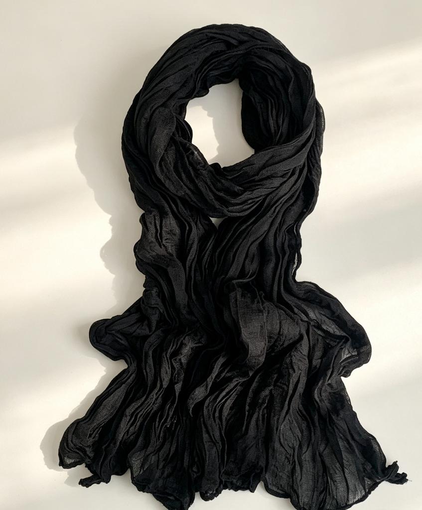 Atmospheric crumpled texture long silk scarf light and thin versatile long scarf high-grade texture affordable decorative yarn