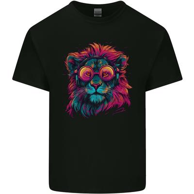 Ein Retrowave Löwe Herren Leichtes Baumwoll-T-Shirt
