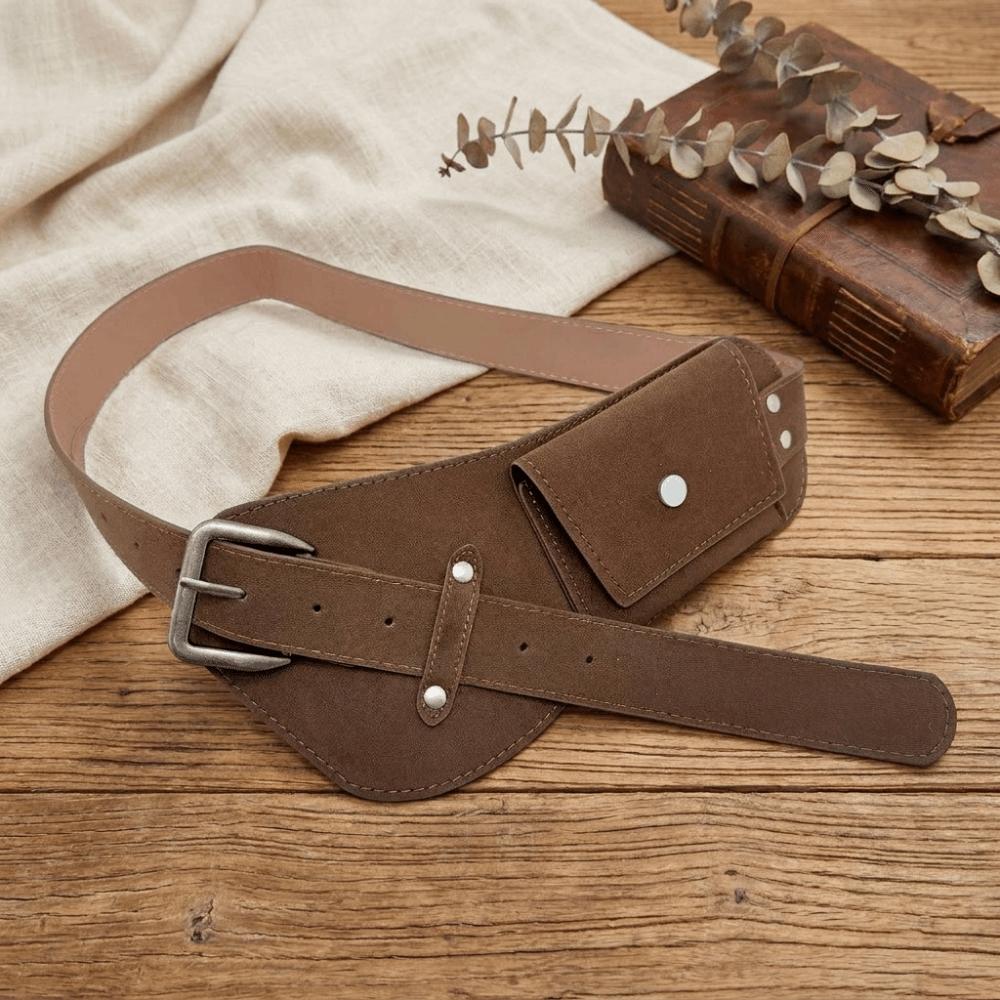 Fashion PU Pin Buckle Waistband Alloy Cool Maillard Waist Belt Luxury Wide Suede Waist Bag Belt Travel