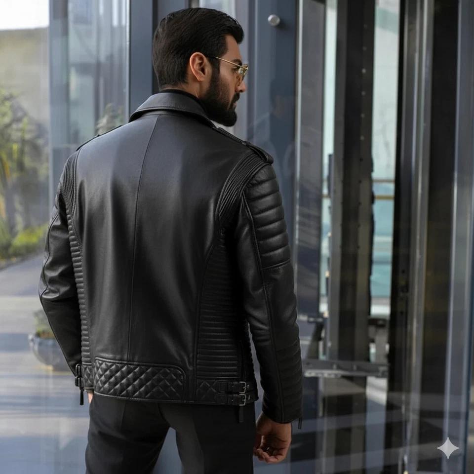 Men's Handmade New Jacket Real Lambskin Leather Motorcycle Biker Stylish Causal