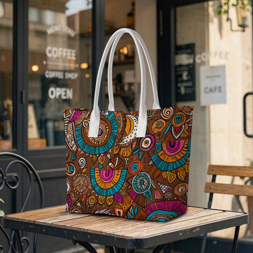 Bohemian Pattern Tote Bag Large Capacity Casual Shoulder Bag for Daily Shopping Travel Use