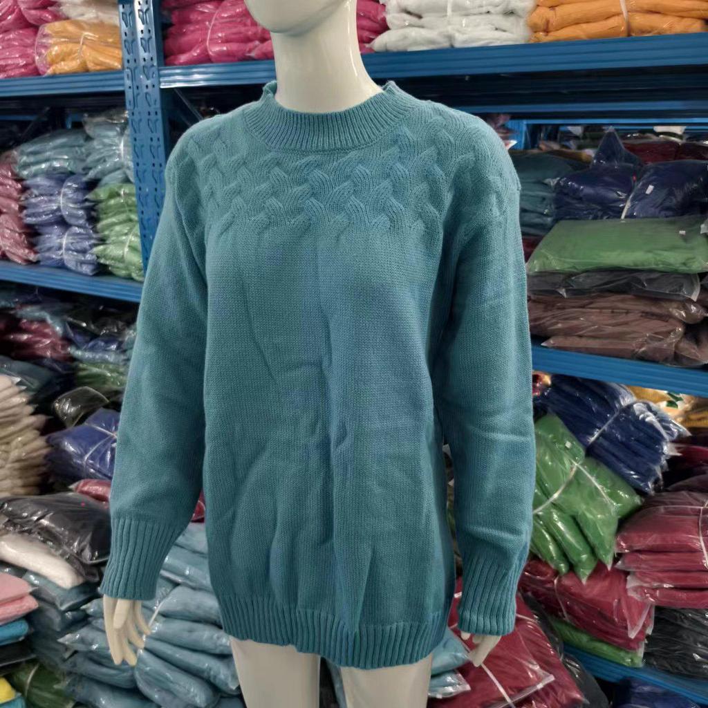 Damen Pullover mit Zopfmuster, hohem Kragen und langen Ärmeln