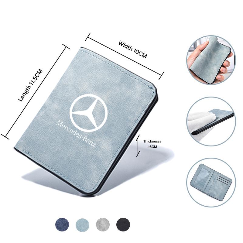 Car Driver License Cover Suede Anti-Fur Auto Driving Documents Case Credit Card Holder Fit For Mercedes Benz W210 W211 W212 W221 GHIJK1