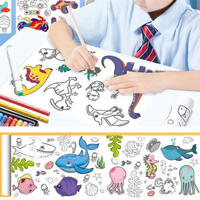 Zabawki do rysowania dla dzieci, klejące, kolorowanki, rolka papieru, DIY, graffiti, przewijanie, kolor, wypełnianie, papier, malowanie, zabawki edukacyjne dla dziewcząt, prezent