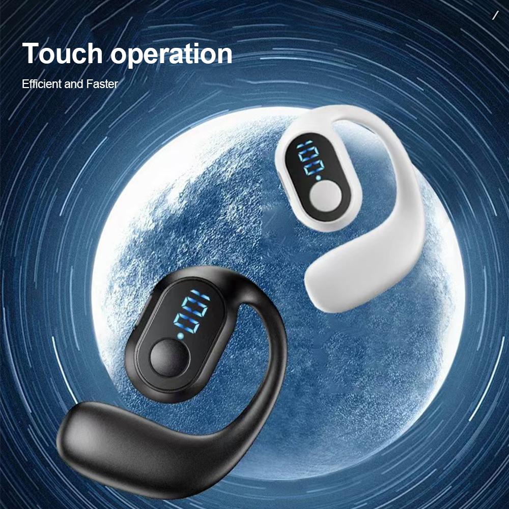 Bluetooth 5.3 Headphone Signle Digital Display Sports Headset Wireless Ear Hook Earphone HiFi Stereo Noise Reduction Earbud