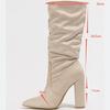 Fashion AIYUQI 2025 New Pointed Toe Women's High Heel Boots Mid-tube Spring Female Boots Fashionable Pleated Women High Heels