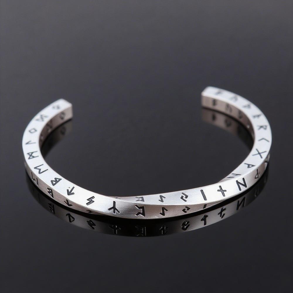 Fashion Mobius C-Shaped Bracelet For Men Women 316L Stainless Steel Nordic Vikings Letter Bracelets Party Jewelry Gift