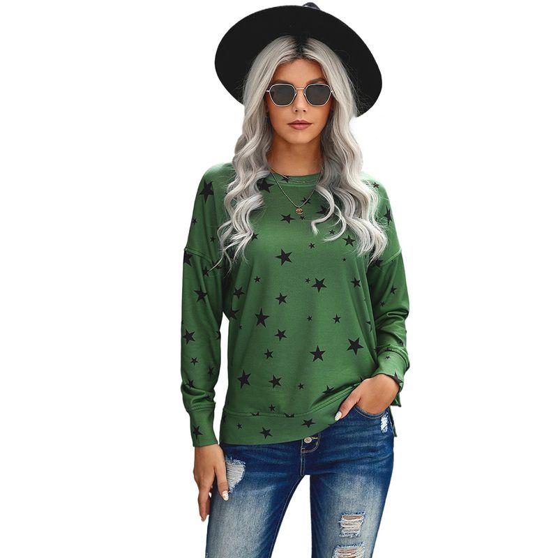

2024 Fall and Winter New Arrival Stylish Stripes Sweatshirt Women Fashion Trendy Easiest for Match Tie-Dyed round Neck Pullover Long Sleeve Top Women Green M code fits (55.00 kg-65.00 kg