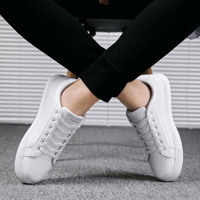 2025 New Men Sneakers Fashion Breathble Vulcanized Shoes Pu Leather Platform Shoes White Lace Up Casual Footwear Zapatos Mujer