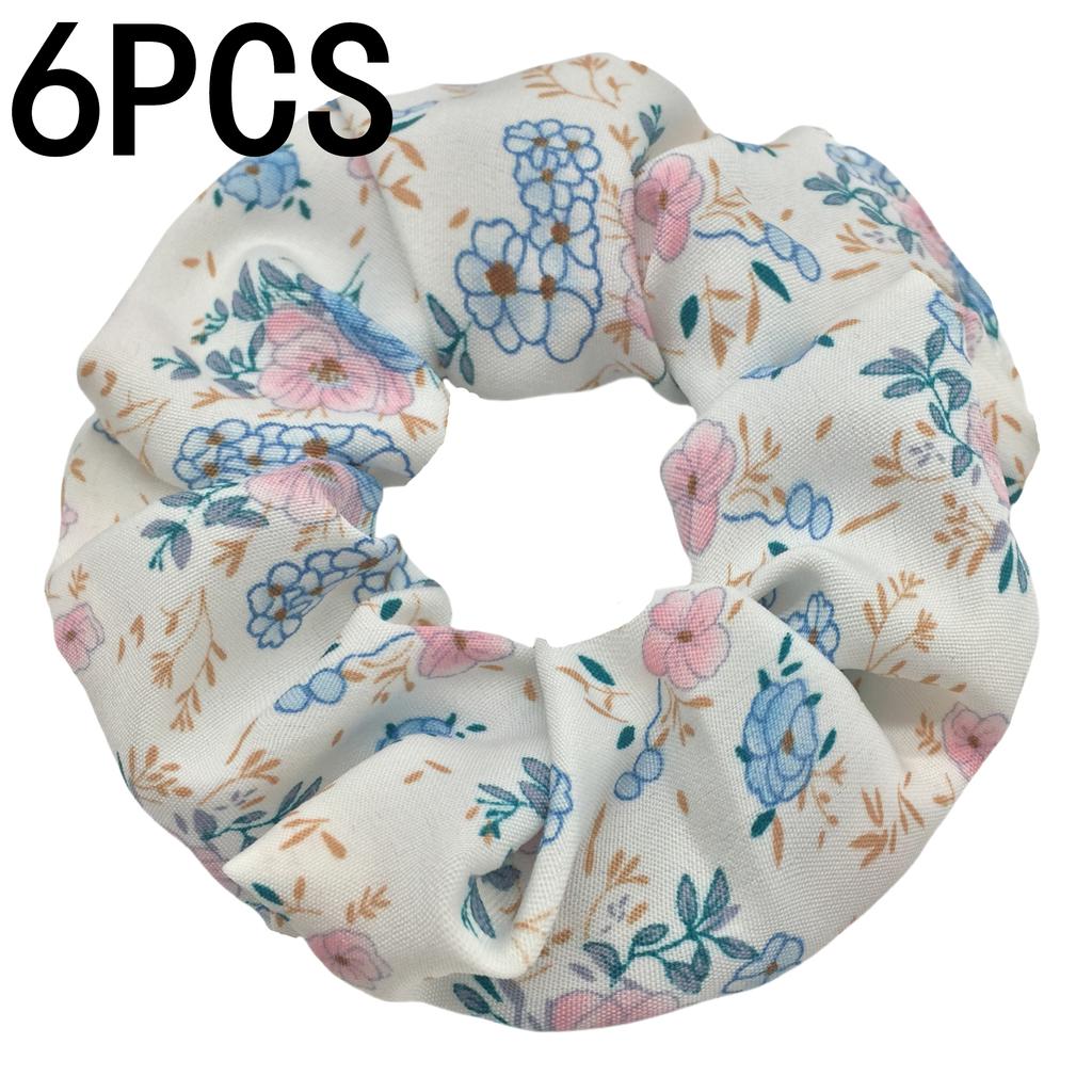 6pcs/lot Hair Scrunchies Bands Scrunchy Ties Ropes Ponytail Holder for Women Accessories Fabric Headwear Ditsy Floral Sweet Cute