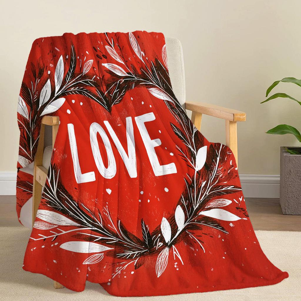 Romantic Theme for Valentine's Day Flannel Printed Blanket Suitable for All Seasons Suitable for Living Room Office Sofa Travel