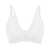 Sheer Mesh Striped Front Closure Bra – Wireless V Neck Comfort Lingerie