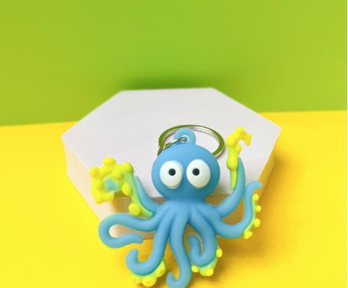 2Pcs/Bag Soft Marine Series Animal Keychain Simulation Octopus Hippocampus Gift Pendant Marine Animal Keychain Bag Decoration