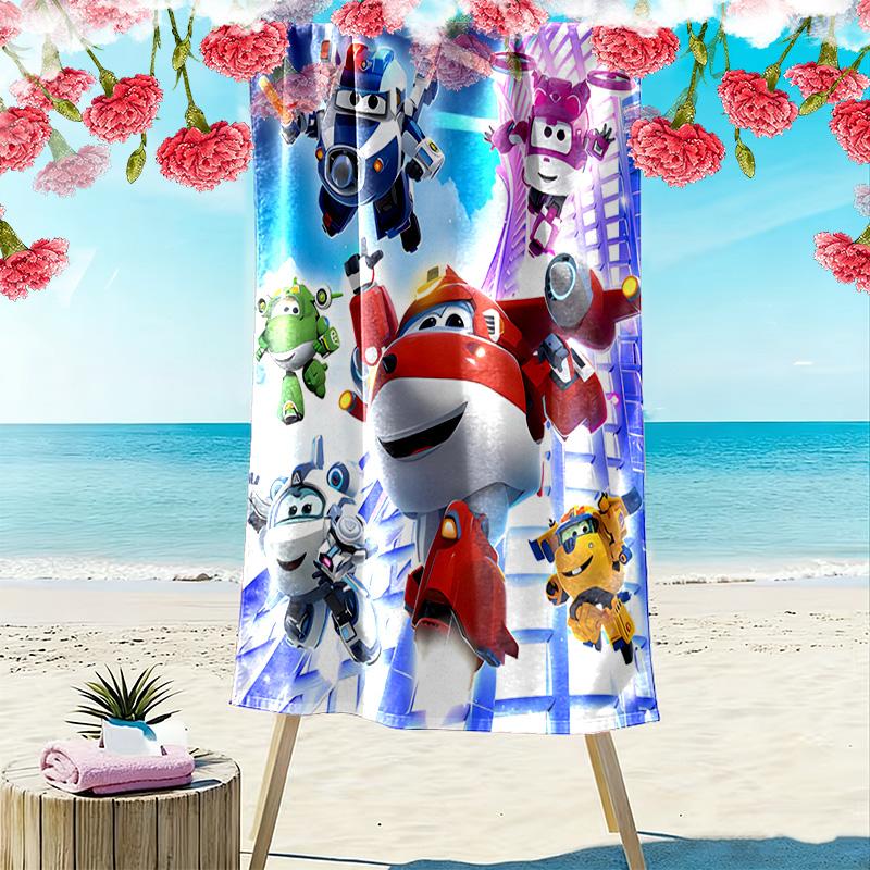 Super Wings Print Beach Towel, Large Soft Quick Dry Towel for Beach Camping Swimming