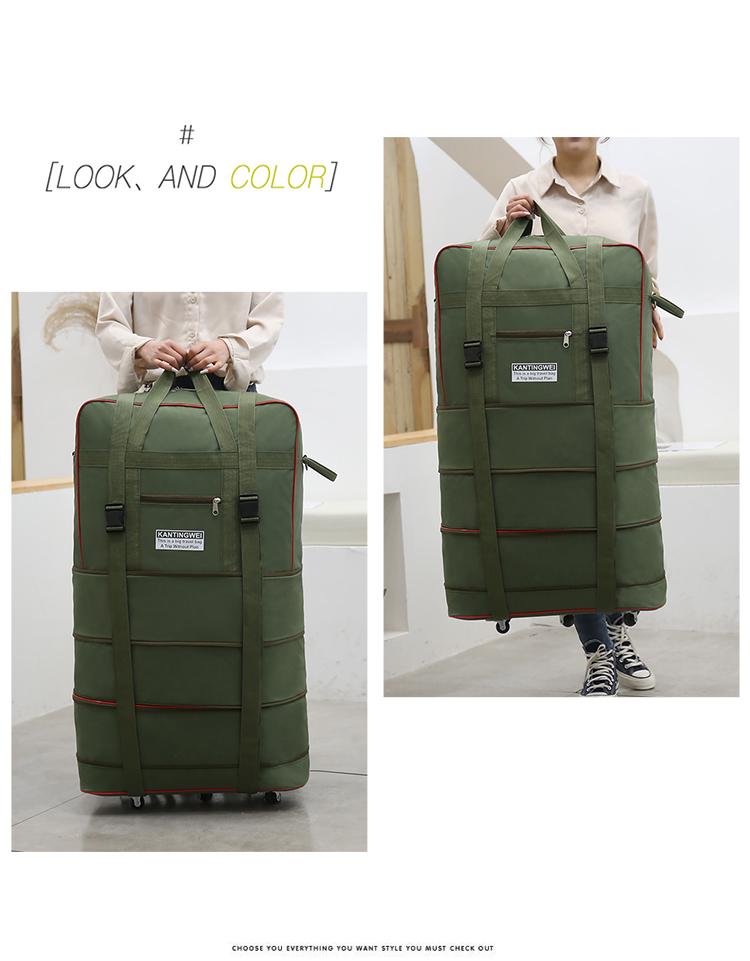 158L Aviation Large Capacity Rolling Travel Bag - Foldable Wheeled Luggage Storage, Oxford Cloth