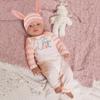 Newborn Infant Baby Easter Patchwork Striped Bunny Print Romper Jumpsuit Set