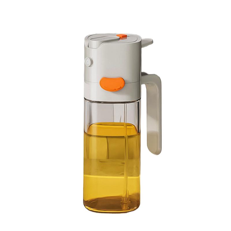 500ml Oil Bottle Practical Seasoning Bottles Ergonomic Design Sprayable Convenient Button-operated Lid Safe 1PC