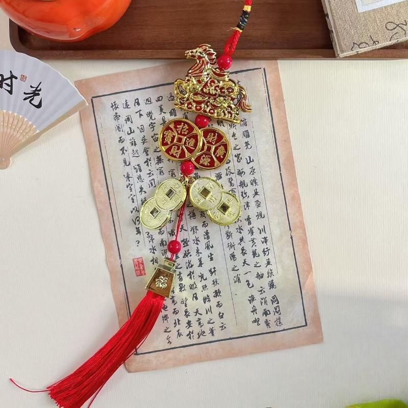 Traditional Chinese Horse Zodiac Pendant; Car Ornament for Spring Festival; Tassel Pendant Gift